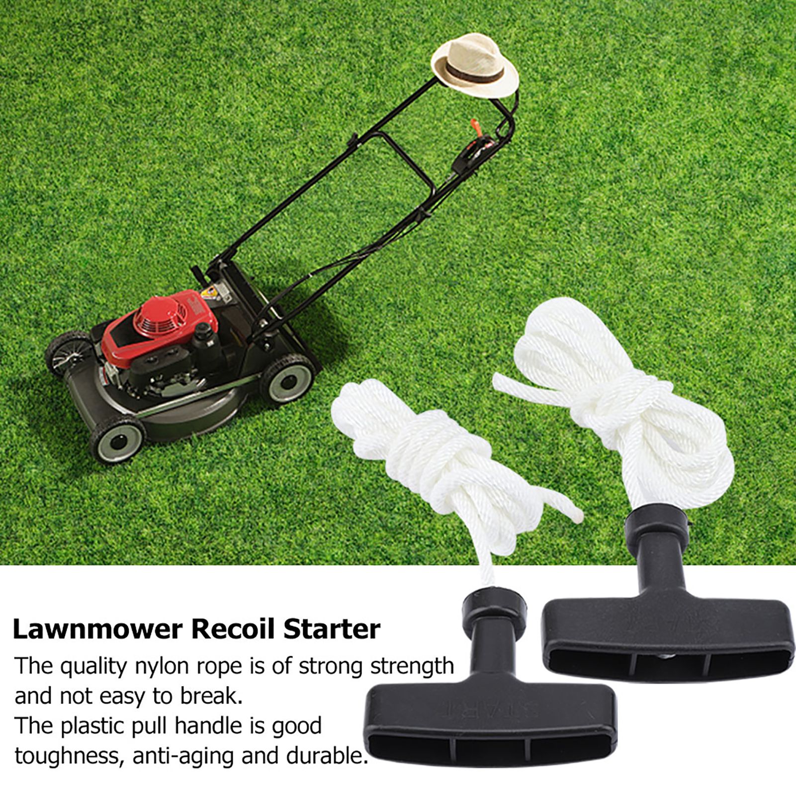 2pcs Lawnmower Recoil Pull Starter Handle 1.5m Cord Rope Mower Accessories view 2