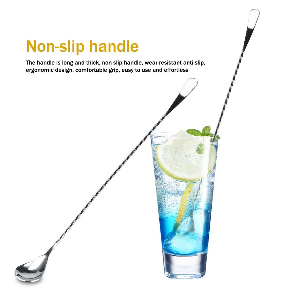 Stainless Steel Bar Cocktail Stirring Spoon With Fork Mixing Drink Puddler Mixer view 4