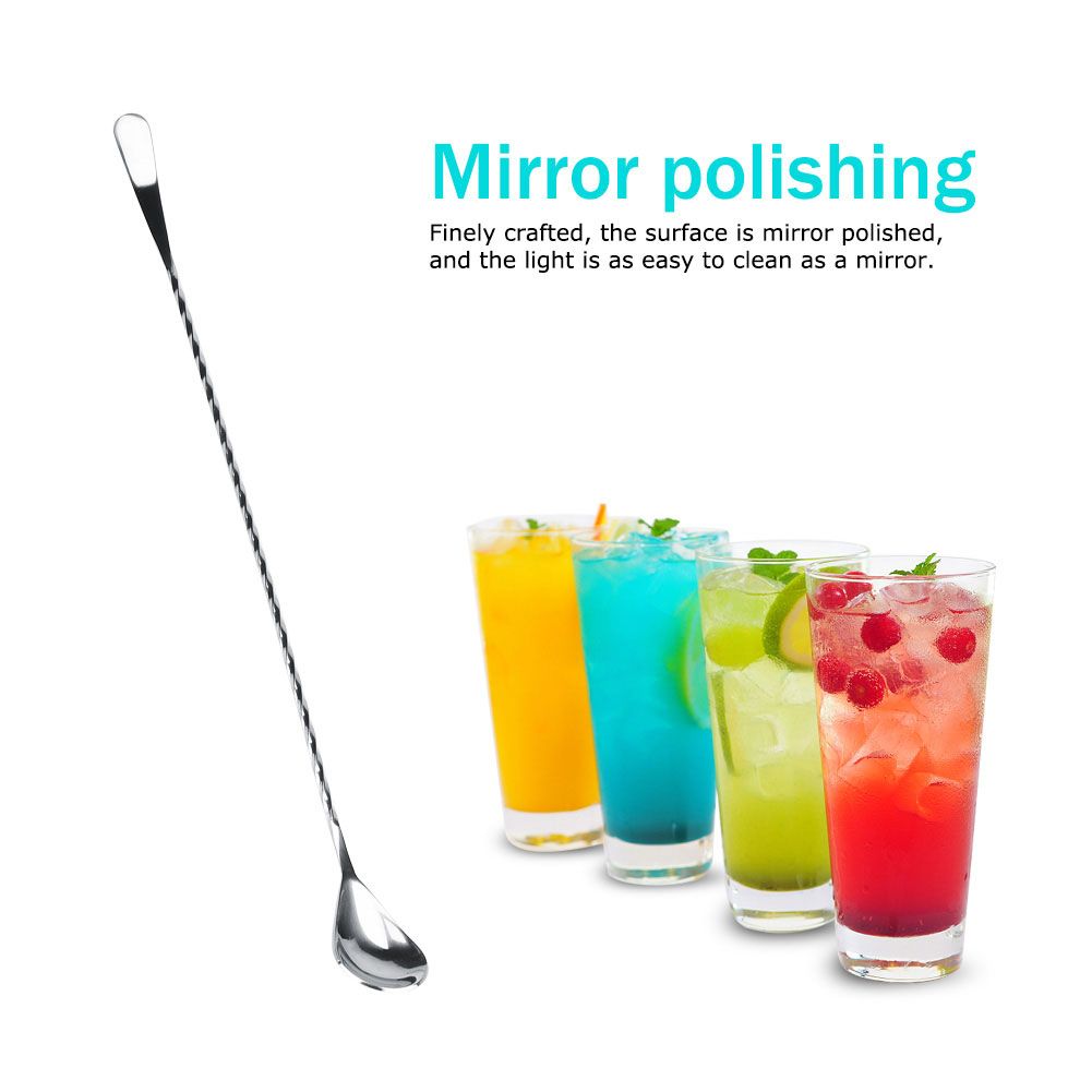 Stainless Steel Bar Cocktail Stirring Spoon With Fork Mixing Drink Puddler Mixer view 5