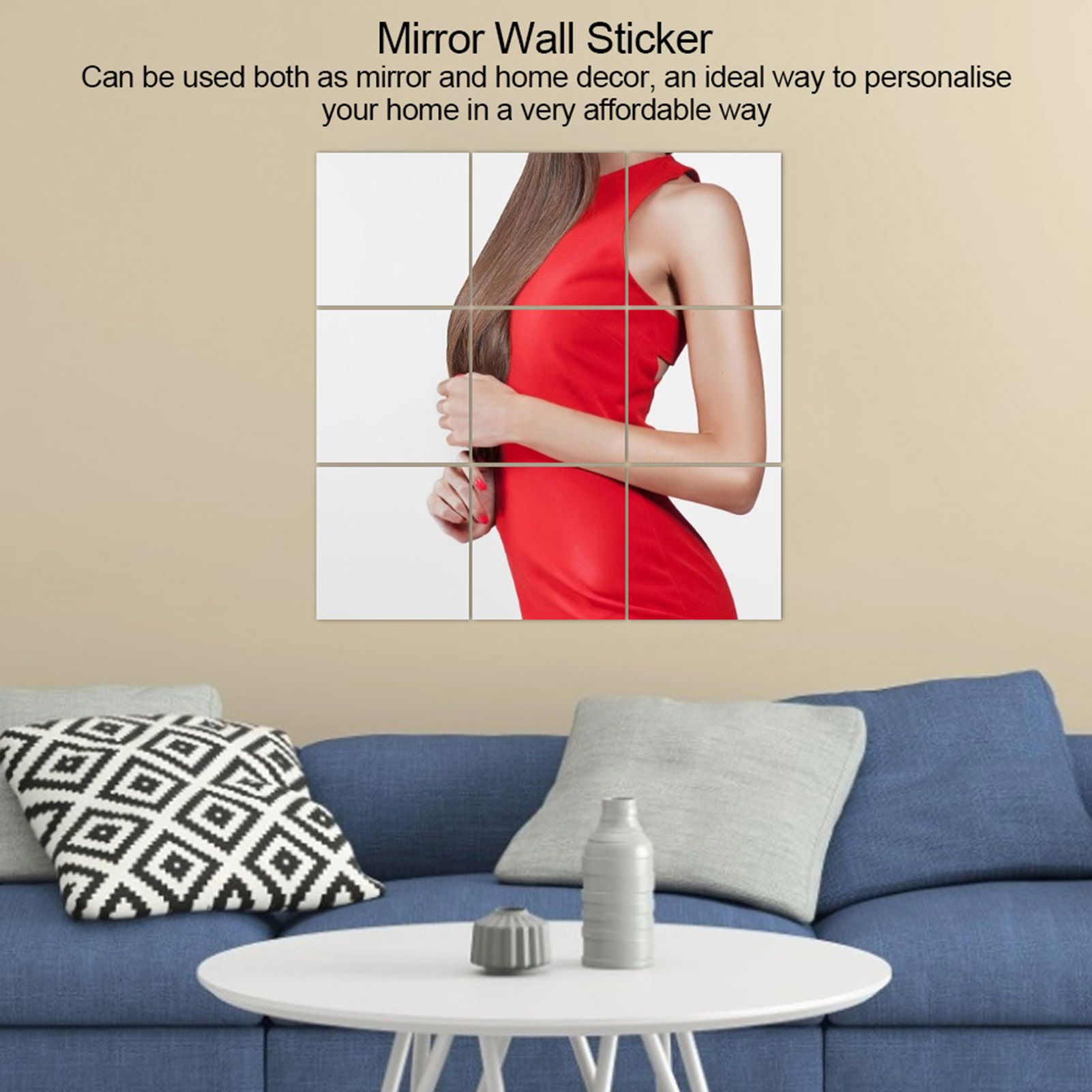 16Pcs Self Adhesive Square Shape PVC Mirrors Wall Stickers for Home Window Tiles view 6