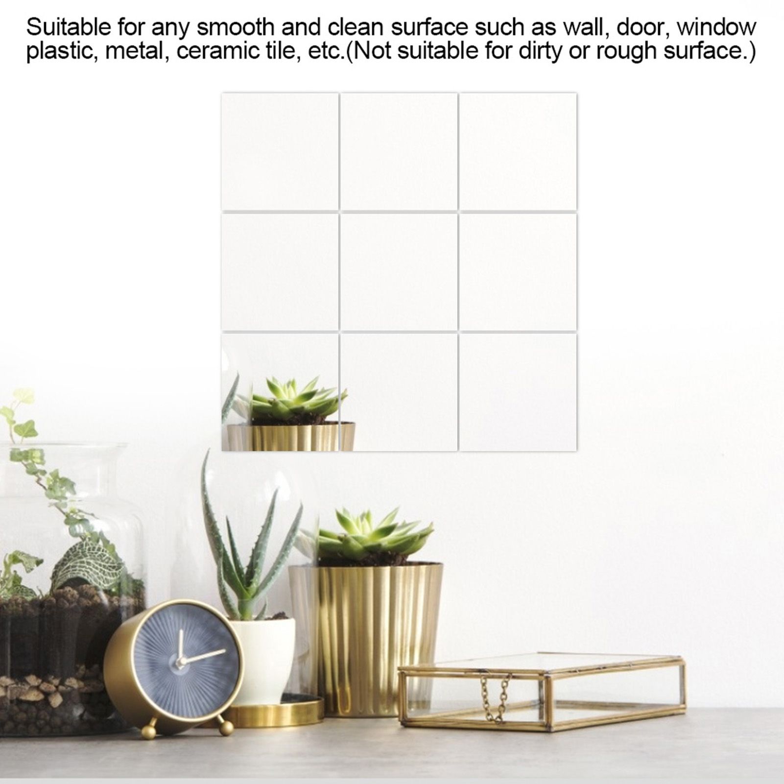 16Pcs Self Adhesive Square Shape PVC Mirrors Wall Stickers for Home Window Tiles view 7