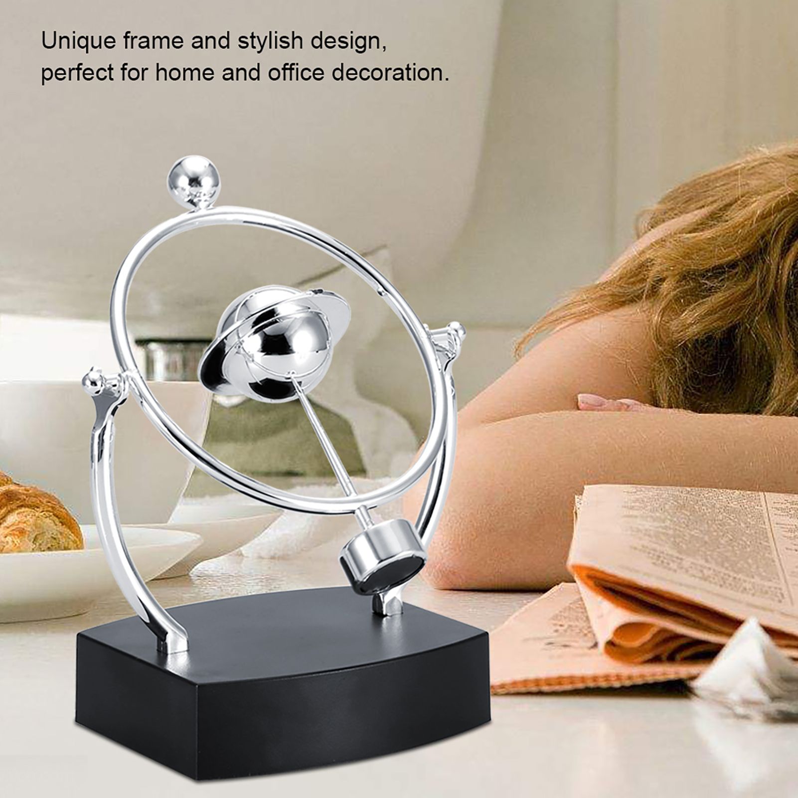 Creative Revolving Gadget Perpetual Motion Desk Office Decor Physics Science view 5
