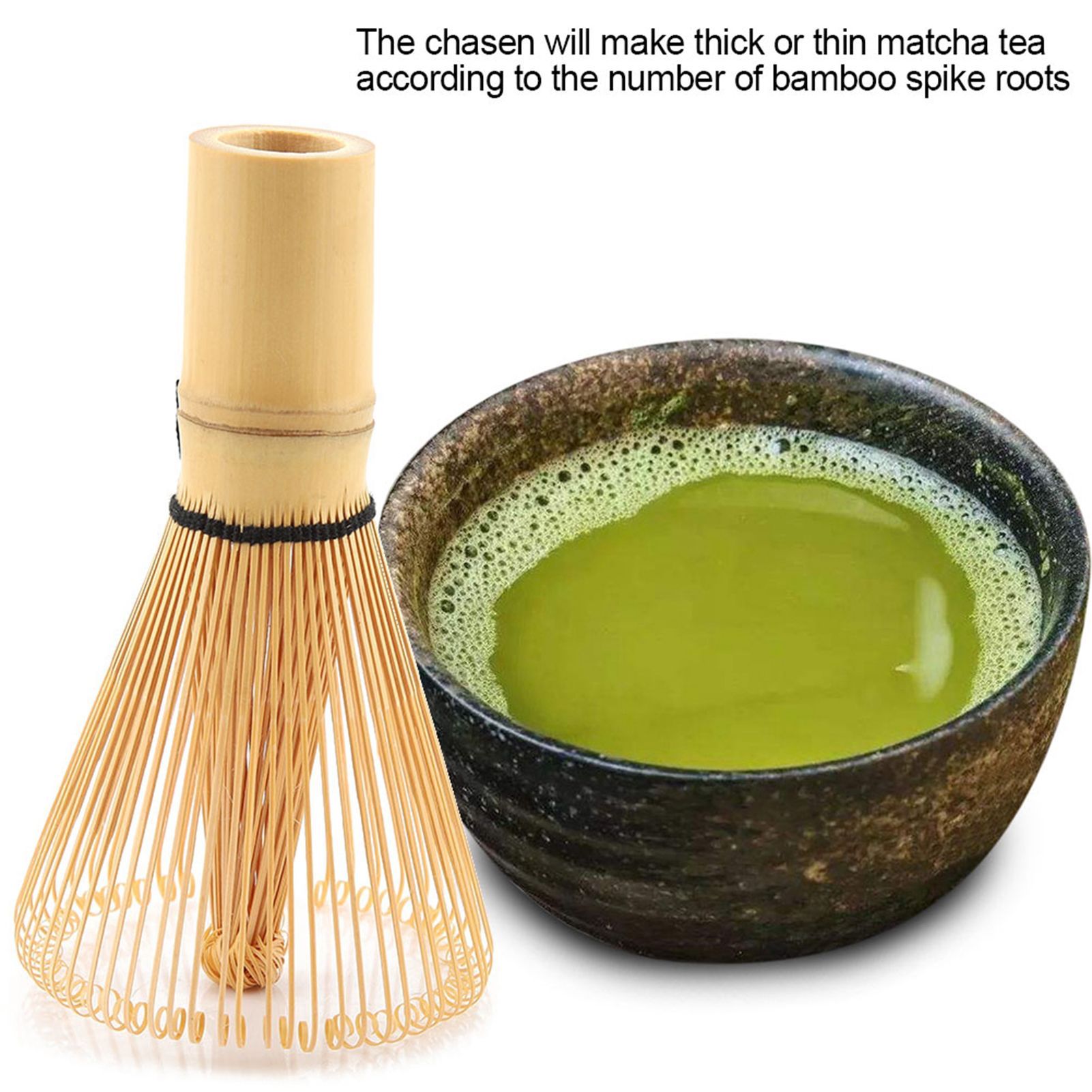 Natural Bamboo Tea Whisk Chasen Preparing Matcha Powder Brush Tool(64 Prongs) view 3