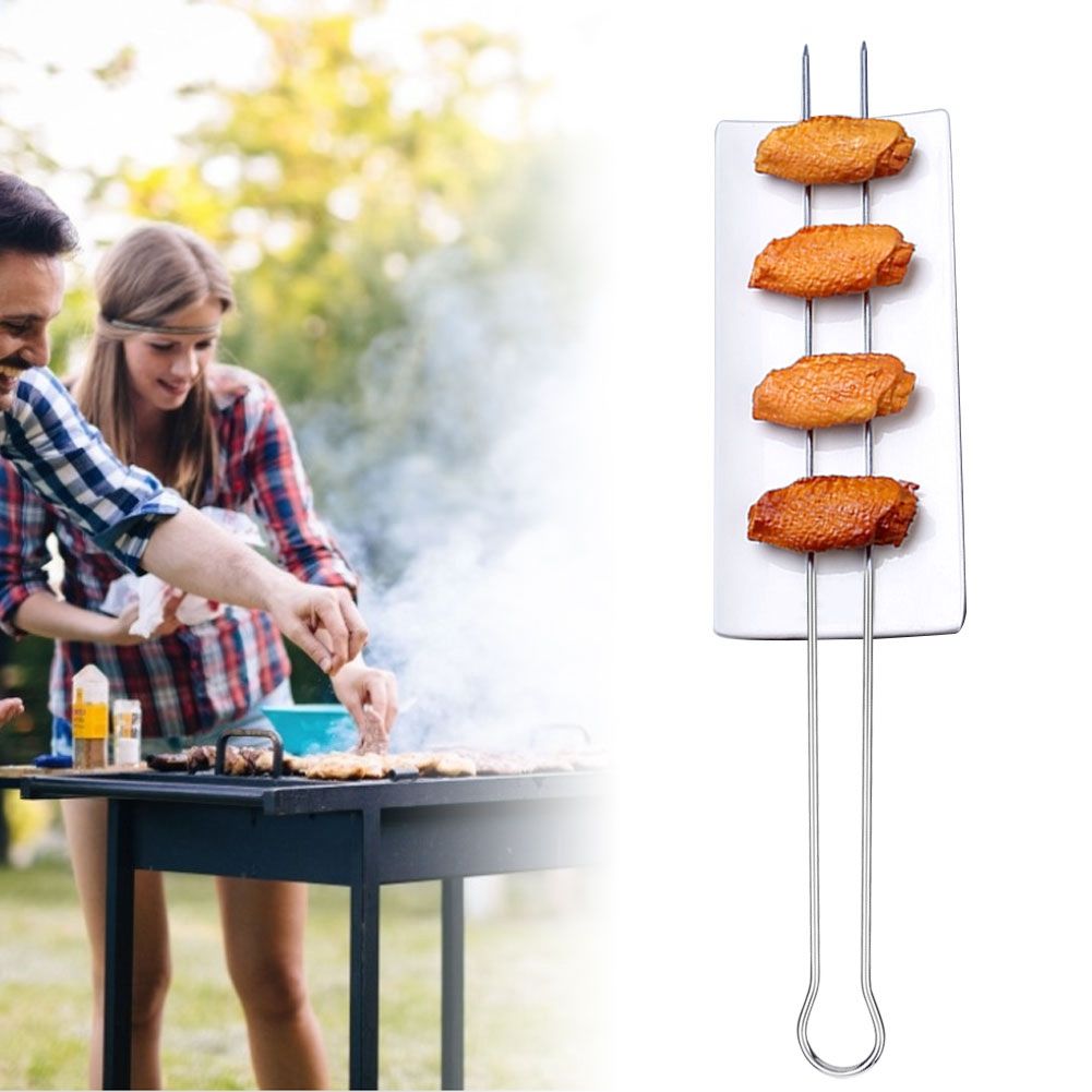 6Pcs Metal BBQ Grilling Fork Sticks Skewer BBQ Grill Set Outdoor Picnic view 4