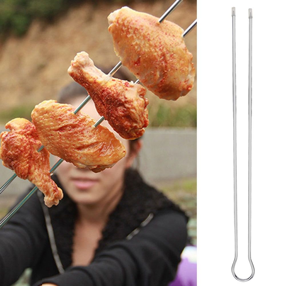 6Pcs Metal BBQ Grilling Fork Sticks Skewer BBQ Grill Set Outdoor Picnic view 5