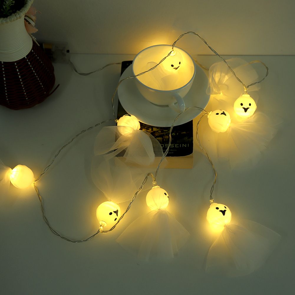 1.5M 10 LED Ghost Elf Grimace Fairy Lights String Halloween Party Props view 5
