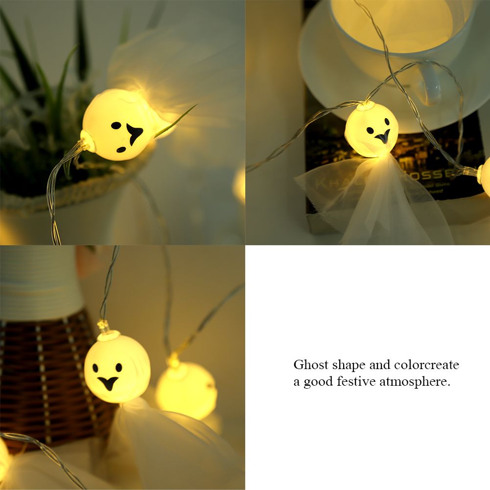 1.5M 10 LED Ghost Elf Grimace Fairy Lights String Halloween Party Props view 8