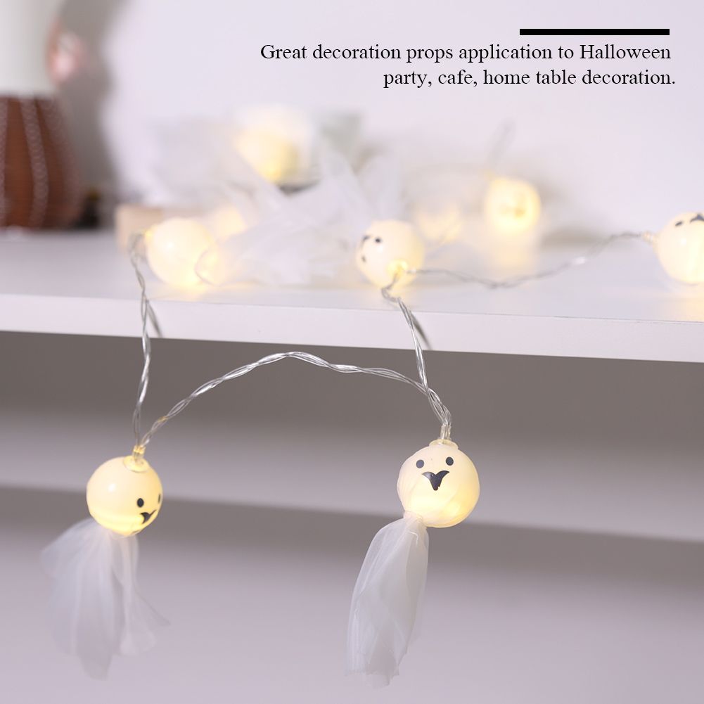 1.5M 10 LED Ghost Elf Grimace Fairy Lights String Halloween Party Props view 9