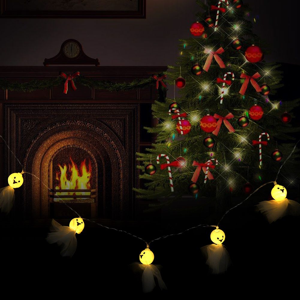 1.5M 10 LED Ghost Elf Grimace Fairy Lights String Halloween Party Props view 10