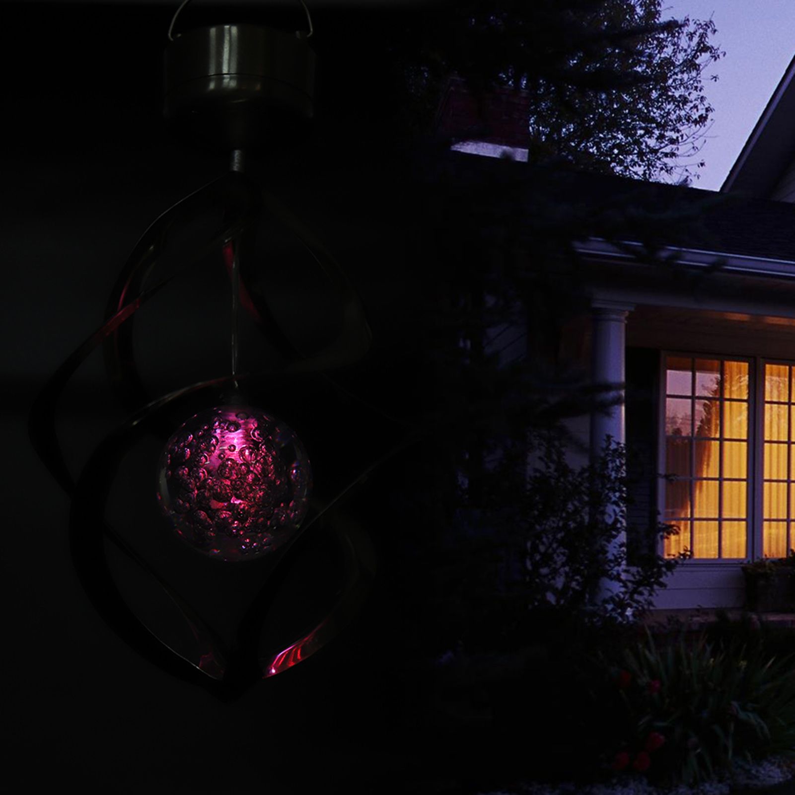 Solar Powered LED Wind Chime Light Colorful Hanging Spinner Lamp for Home view 4