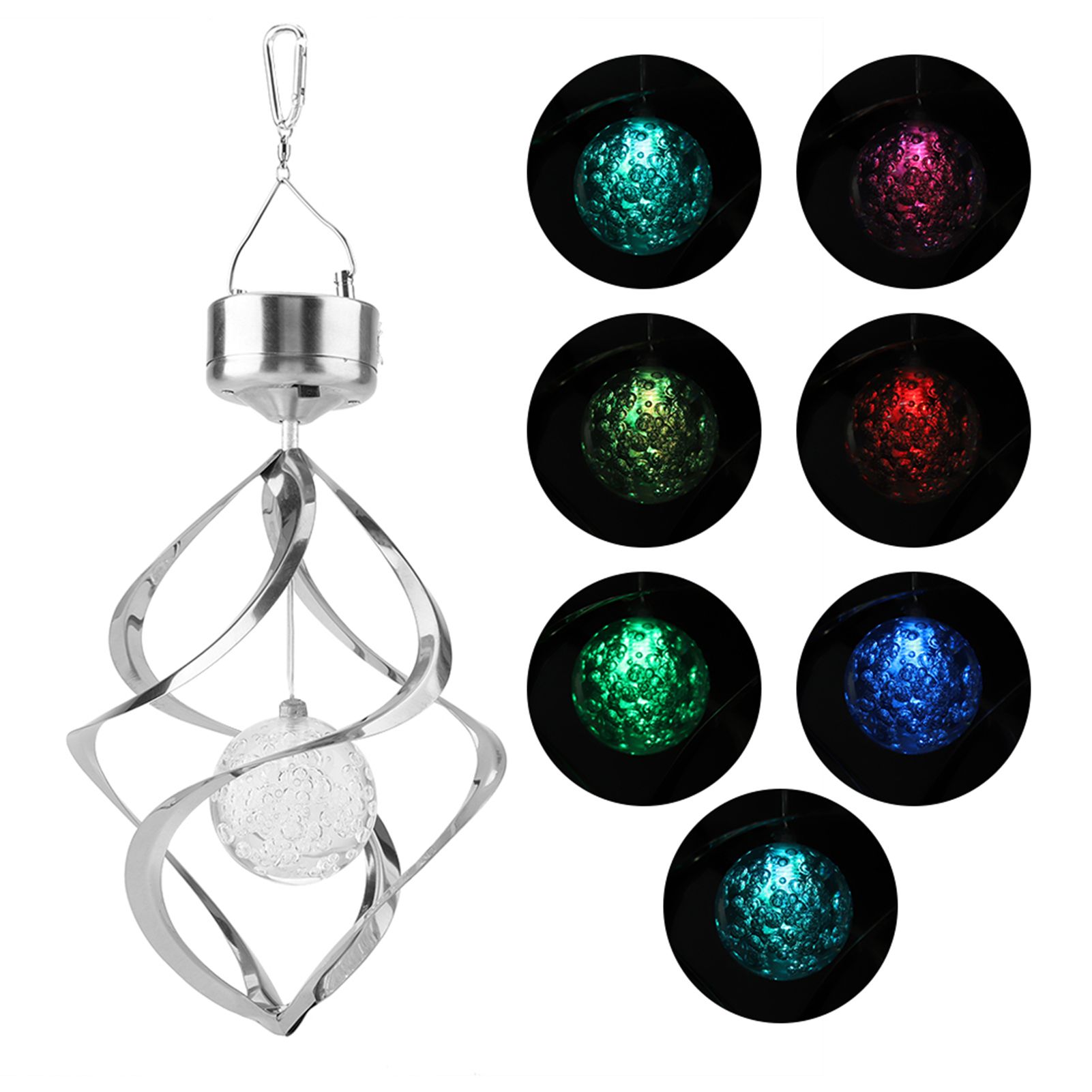 Solar Powered LED Wind Chime Light Colorful Hanging Spinner Lamp for Home view 5