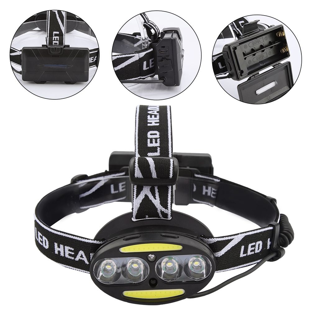 Outdoor Night COB T6 LED Head Light Induction Searchlight Adjustable Headband view 3