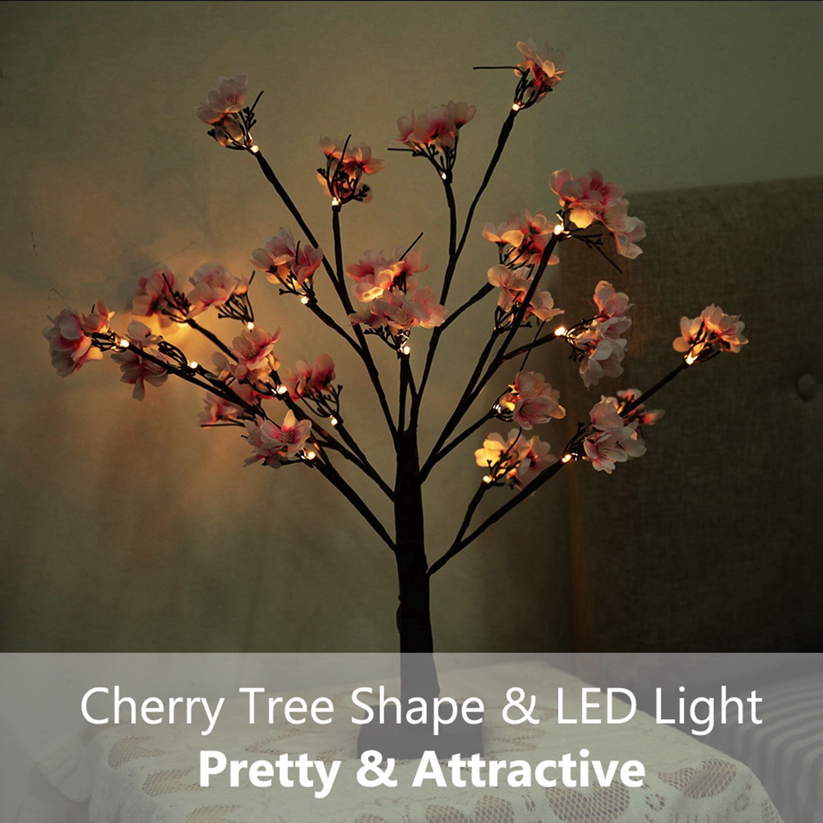 Indoor 24pcs LED Cherry Tree Shape Lamp Home Party Decor Light view 11
