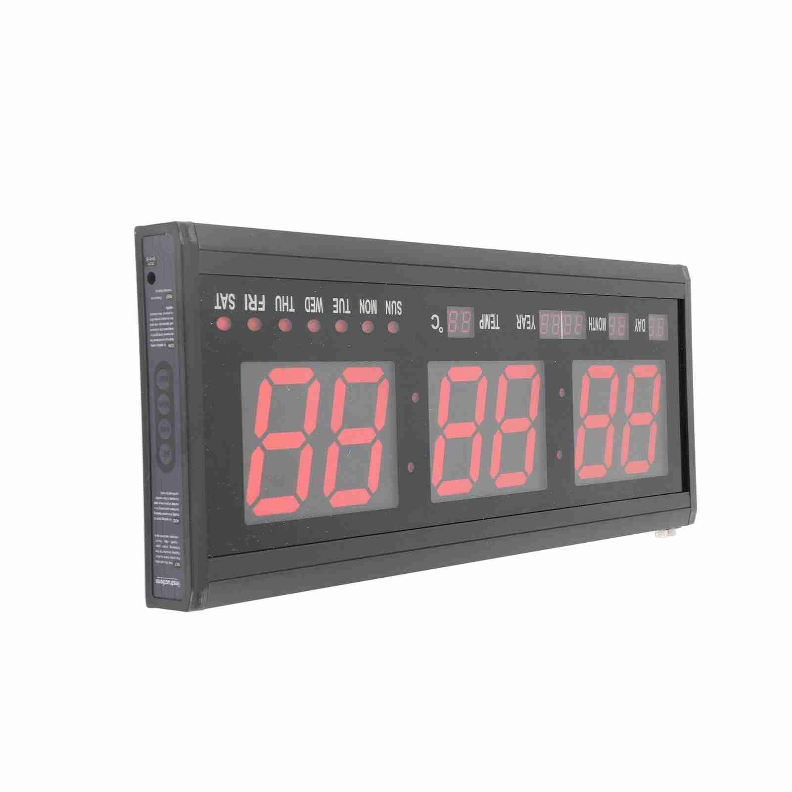 Large Digital LED Wall Timer Battery Clock With Calendar Temperature (Red) view 3