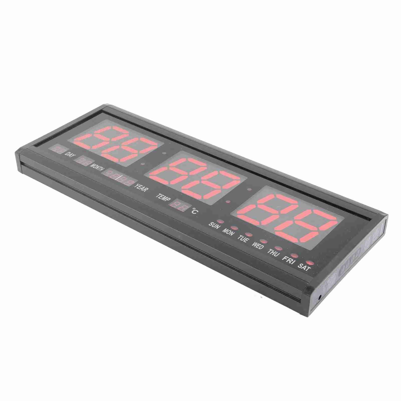 Large Digital LED Wall Timer Battery Clock With Calendar Temperature (Red) view 4