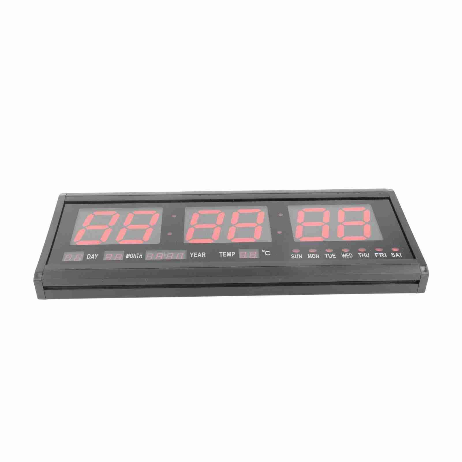 Large Digital LED Wall Timer Battery Clock With Calendar Temperature (Red) view 5