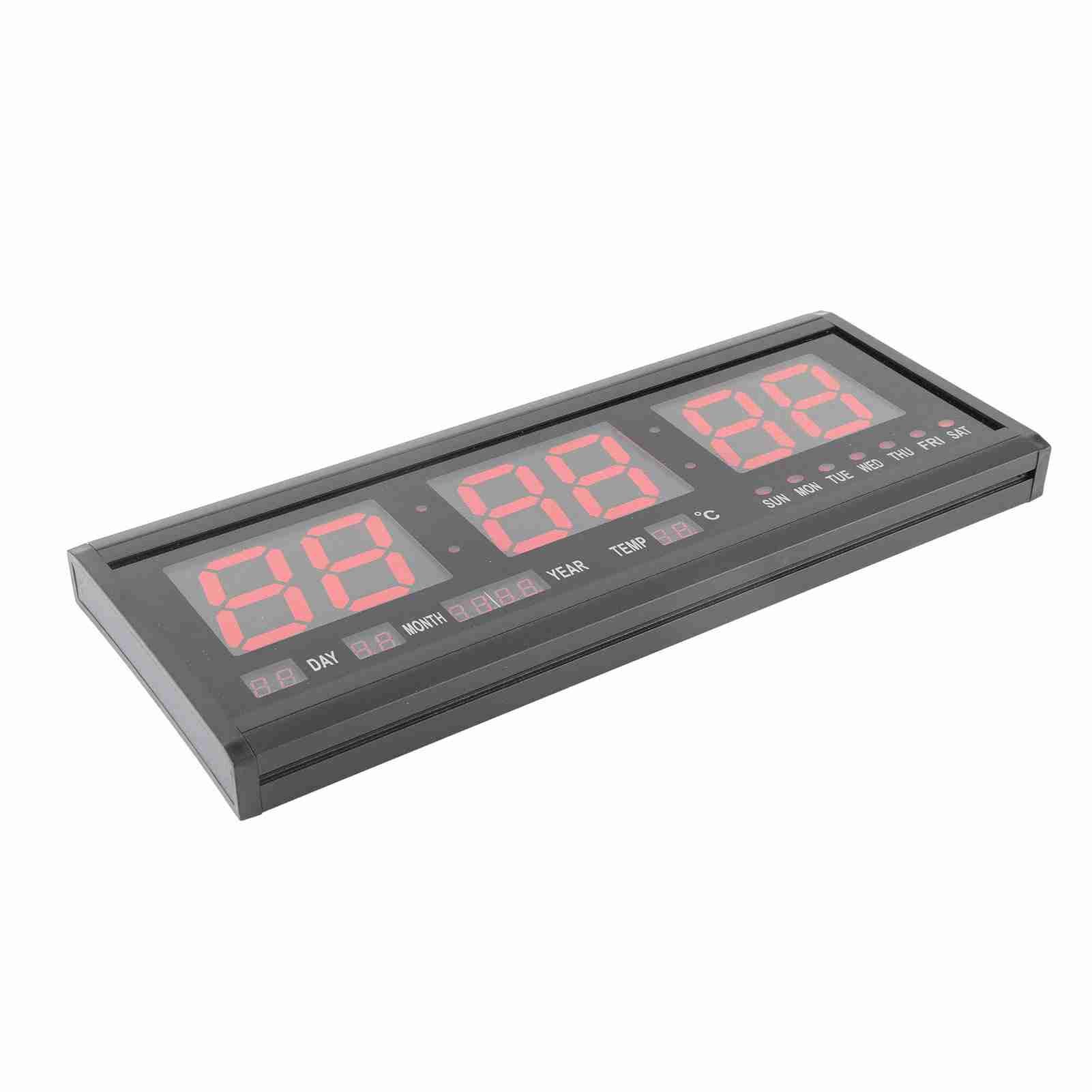 Large Digital LED Wall Timer Battery Clock With Calendar Temperature (Red) view 6