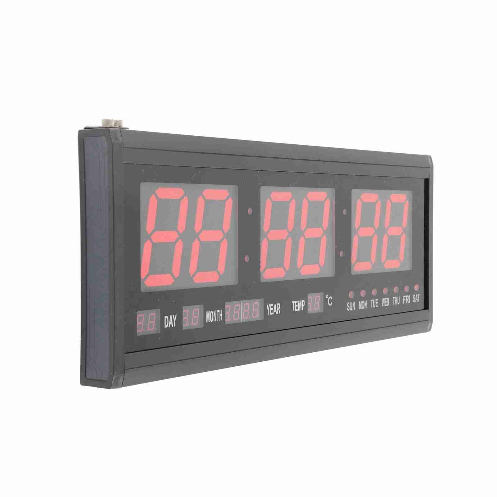 Large Digital LED Wall Timer Battery Clock With Calendar Temperature (Red) view 7