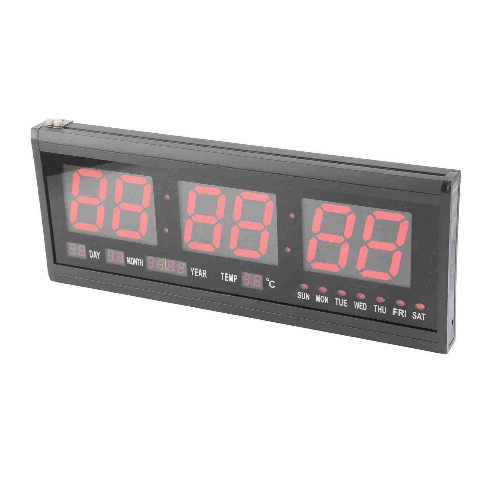 Large Digital LED Wall Timer Battery Clock With Calendar Temperature (Red) view 10