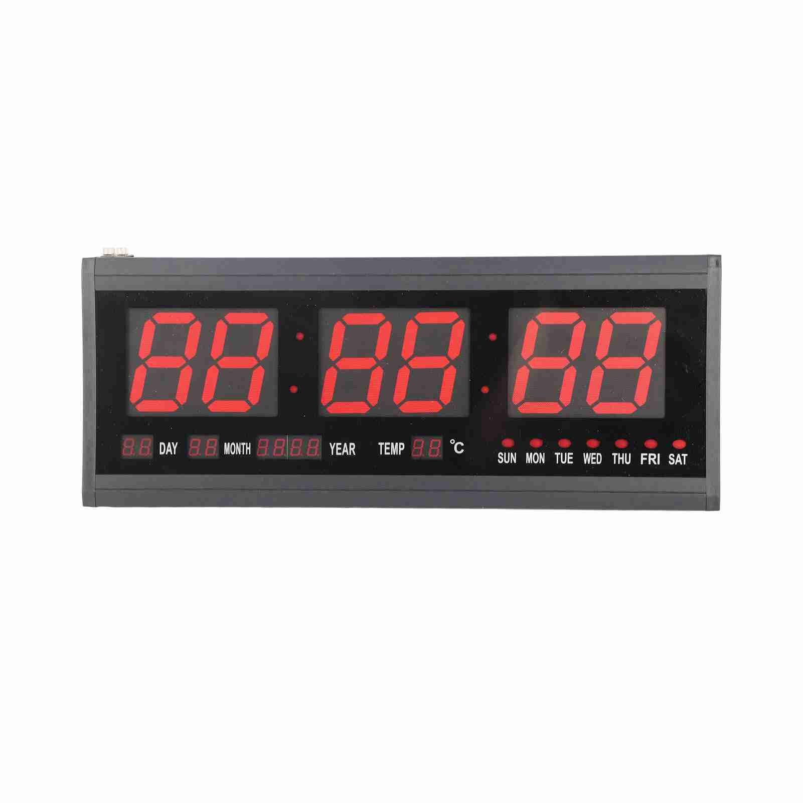 Large Digital LED Wall Timer Battery Clock With Calendar Temperature (Red) view 12