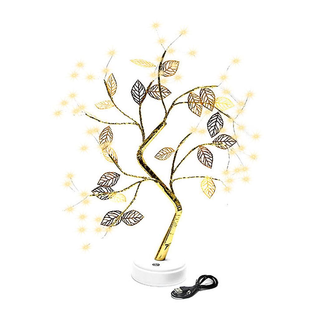 Tabletop Bonsai Tree Light Copper Wire LED Tree Lamp with Leaves Table Lamp view 2