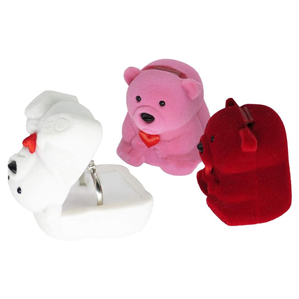 Jewelry Box Flocking Bear Shape Jewelry Storage Ring Box Gift Holder Storage view 4
