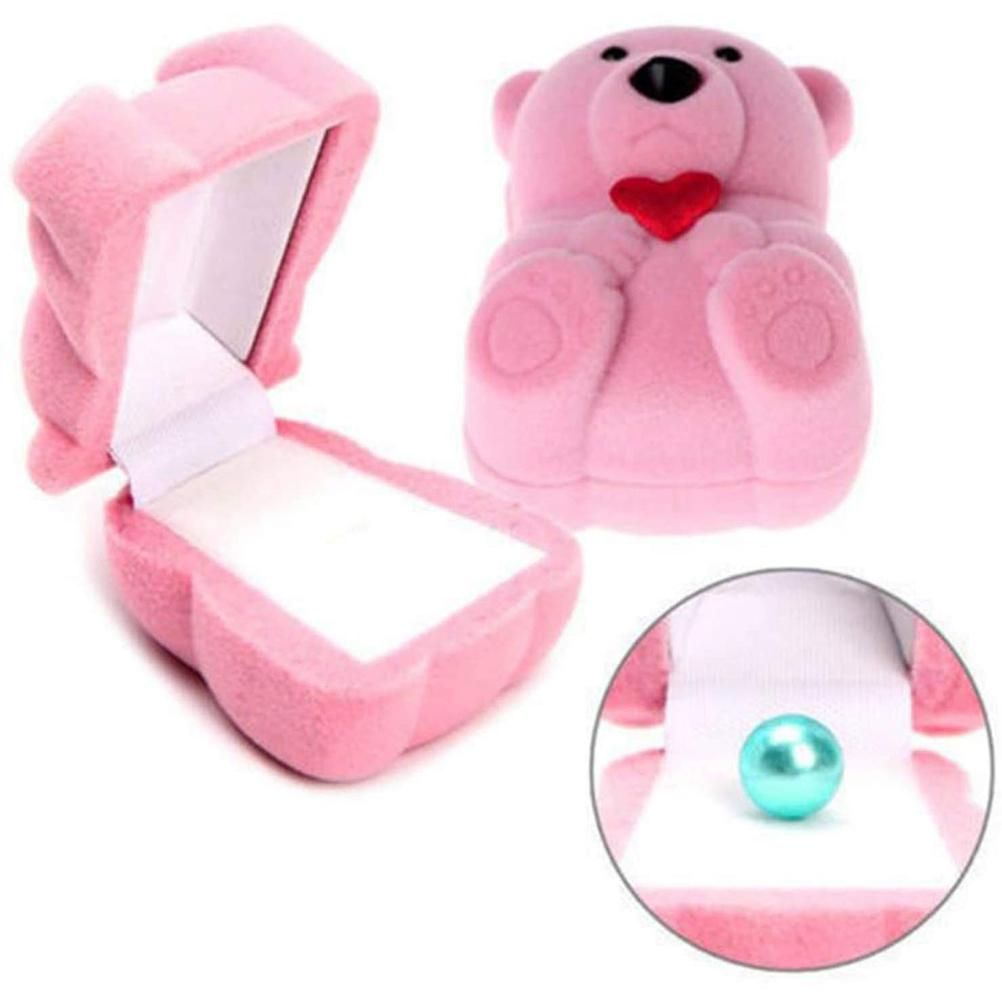 Jewelry Box Flocking Bear Shape Jewelry Storage Ring Box Gift Holder Storage view 5