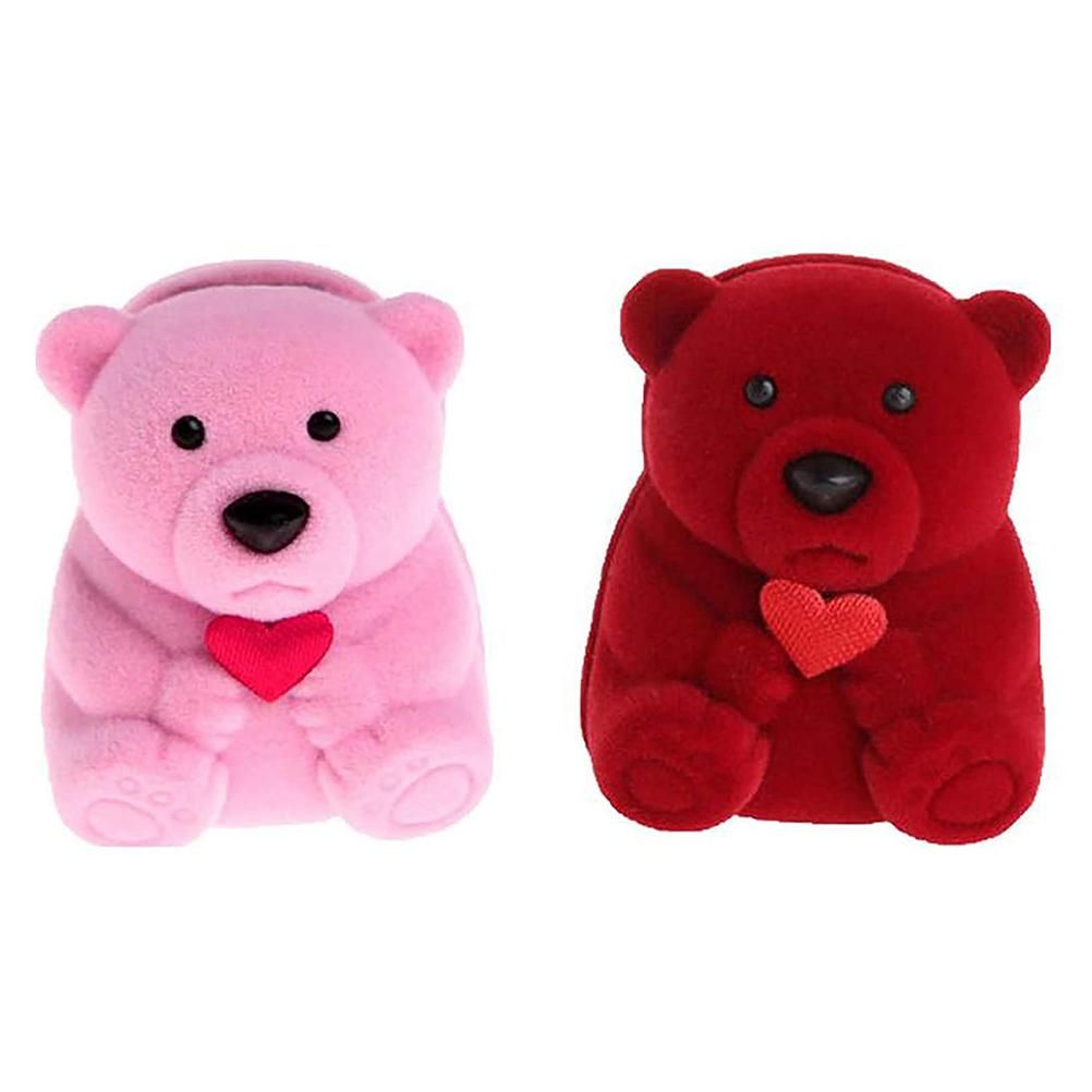 Jewelry Box Flocking Bear Shape Jewelry Storage Ring Box Gift Holder Storage view 7