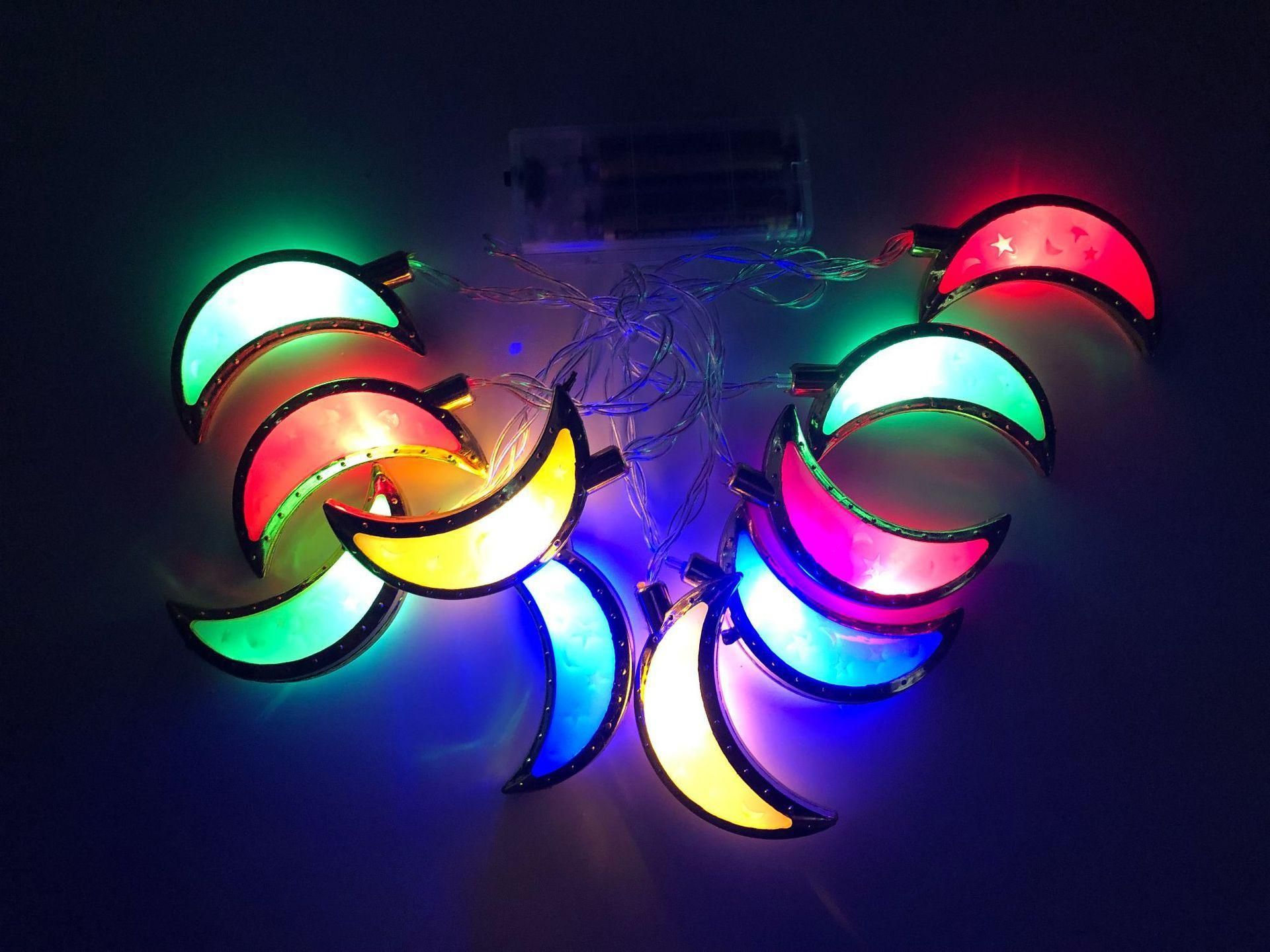 LED Eid Mubarak Decorative String Lights Muslim Ramadan Moon String Lights view 2