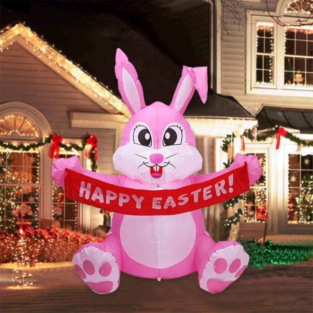 1.5M Inflatable Easter Bunny Doll Toy LED Night Light Figure Blow Up Yard Lawn view 5