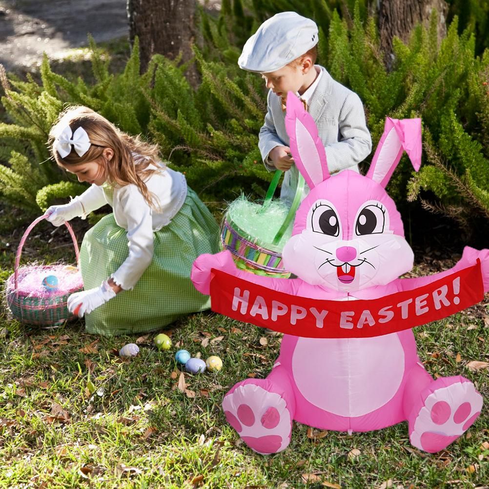 1.5M Inflatable Easter Bunny Doll Toy LED Night Light Figure Blow Up Yard Lawn view 6