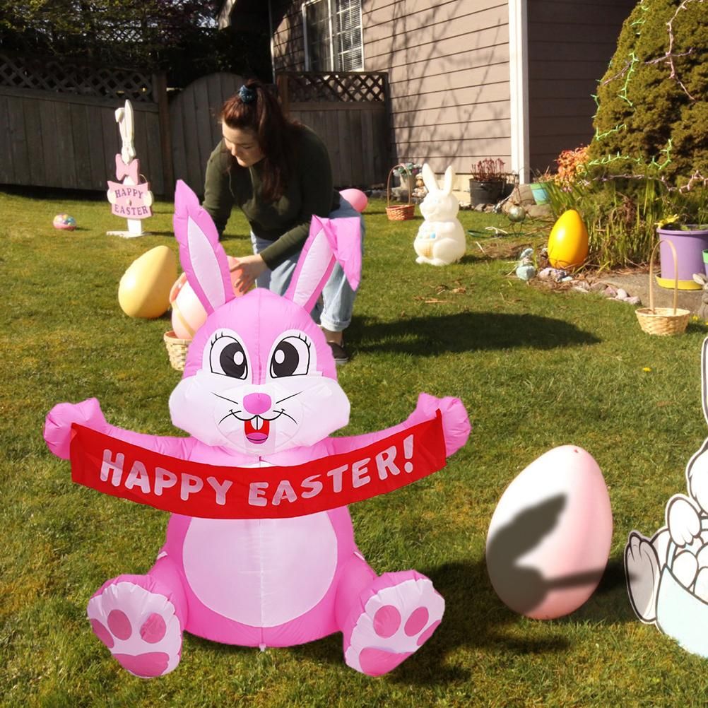 1.5M Inflatable Easter Bunny Doll Toy LED Night Light Figure Blow Up Yard Lawn view 7