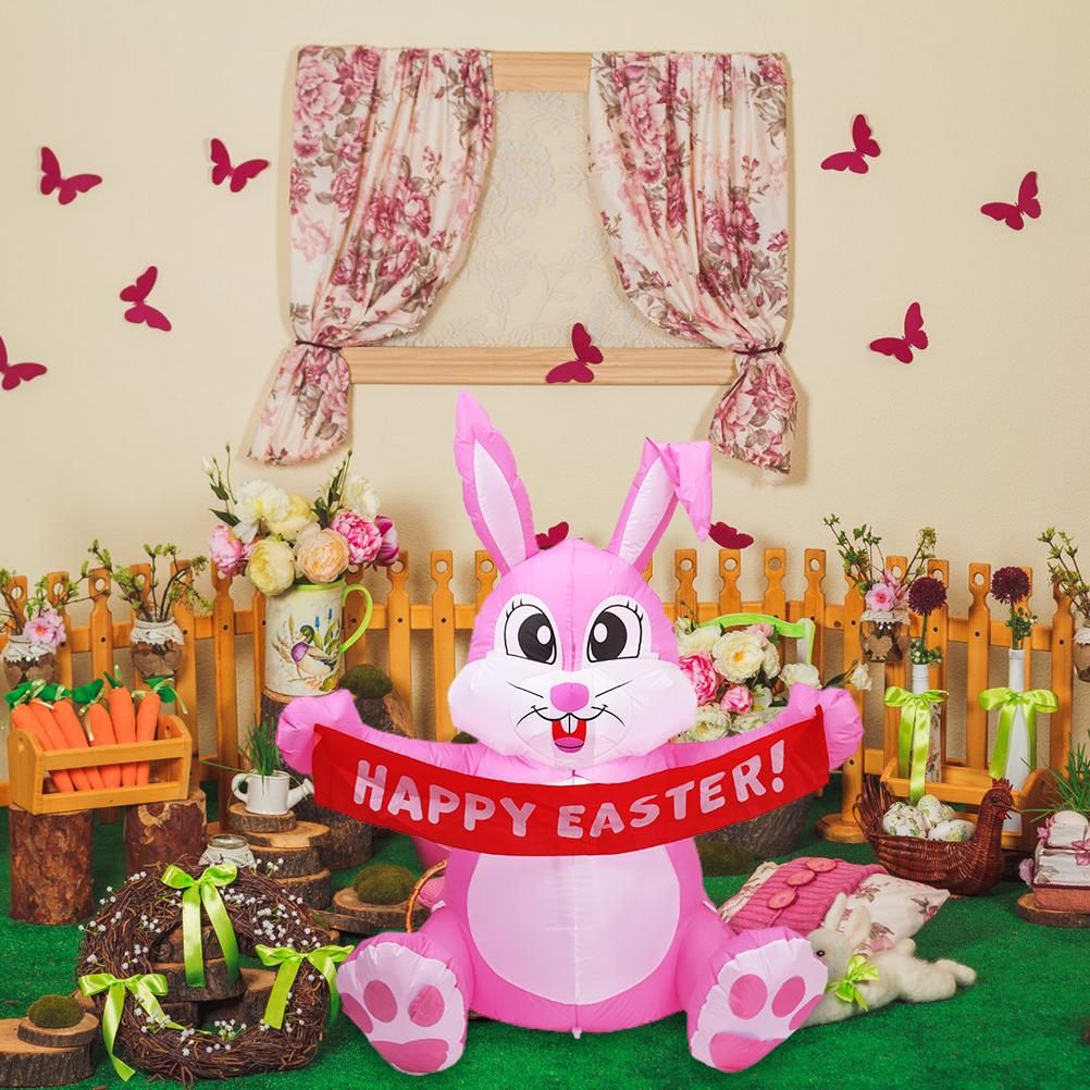 1.5M Inflatable Easter Bunny Doll Toy LED Night Light Figure Blow Up Yard Lawn view 8