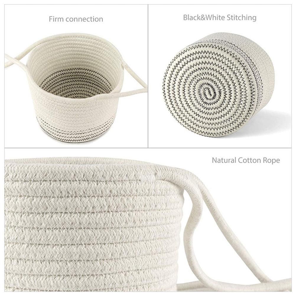Cotton Rope Hanging Basket Storage Basket Flower Pot Hanging Basket Decorative view 4