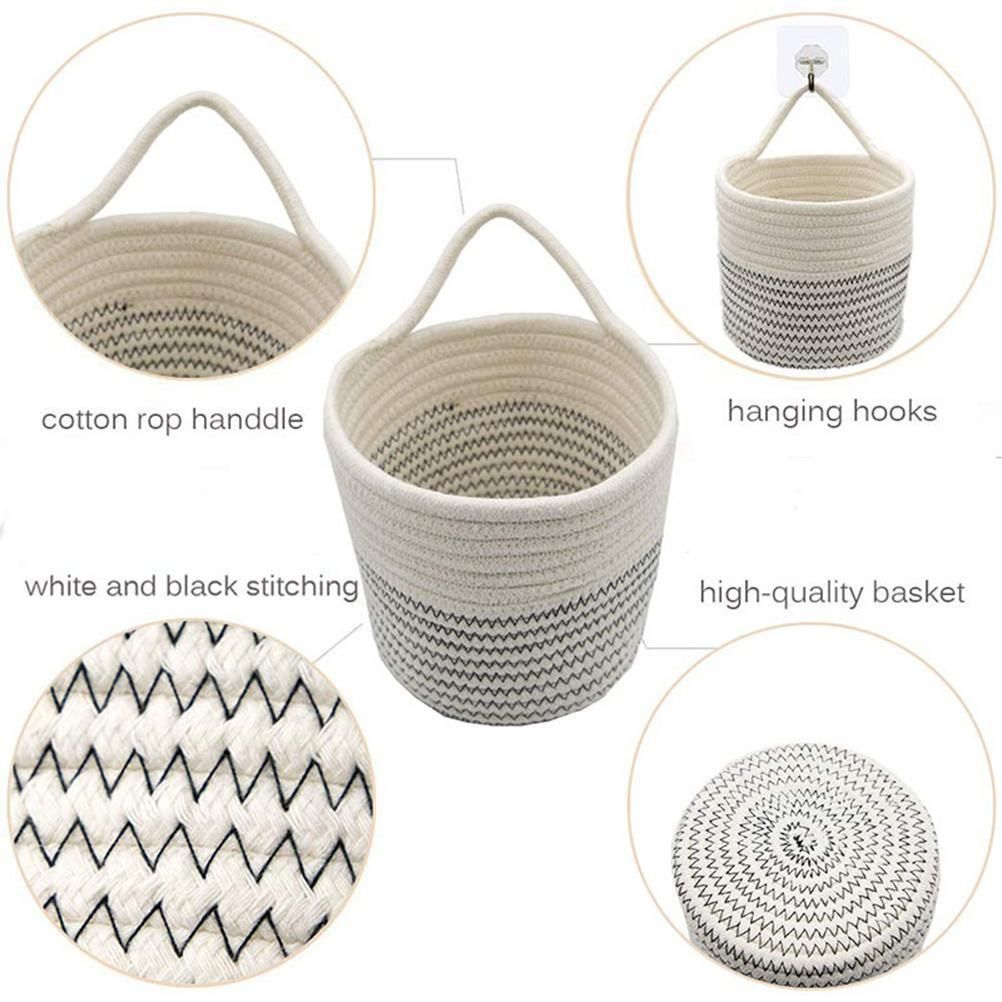Cotton Rope Hanging Basket Storage Basket Flower Pot Hanging Basket Decorative view 5