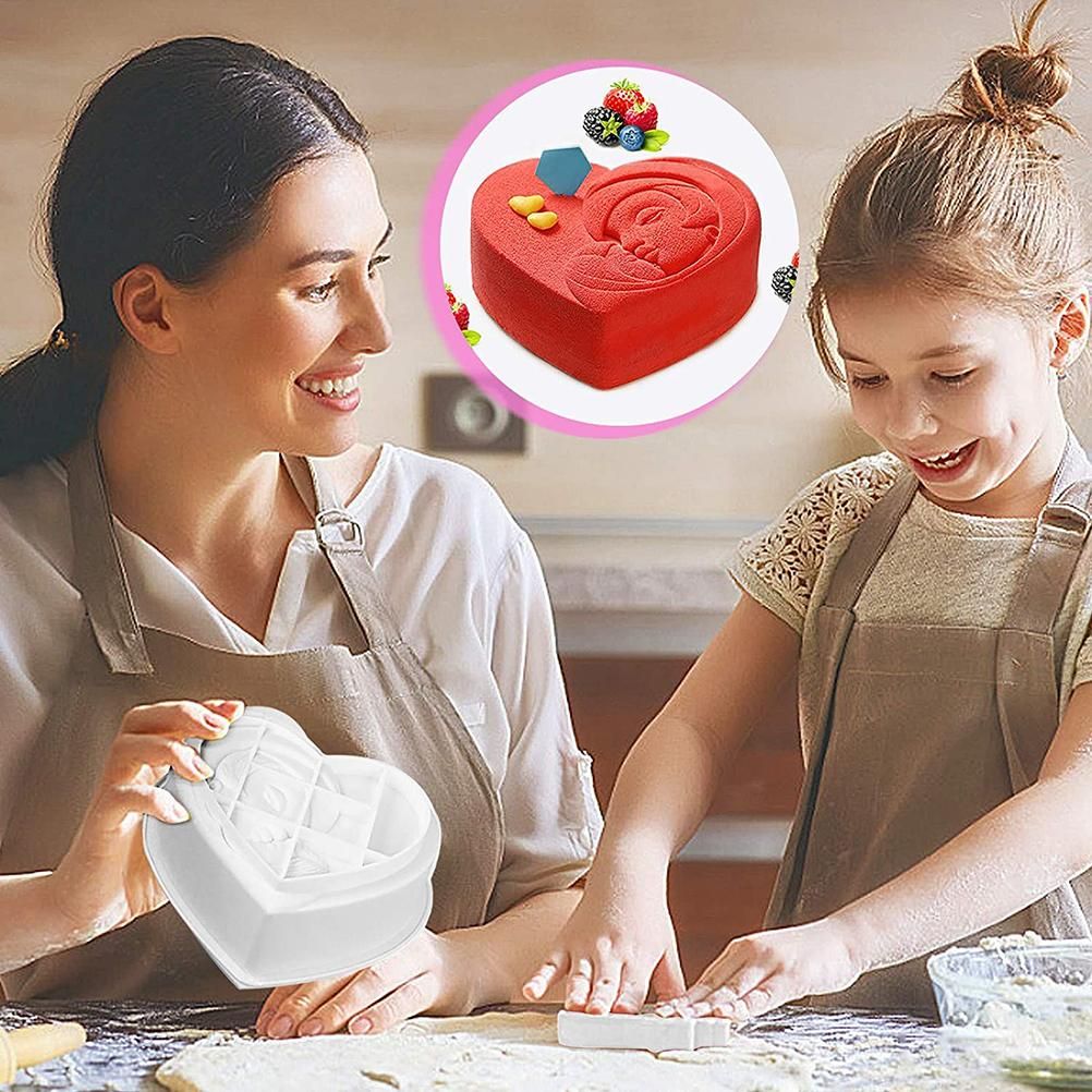 Mother's Day Silicone Cake Mold Heart Shaped Chocolate Ice Tray Mold Baking view 4