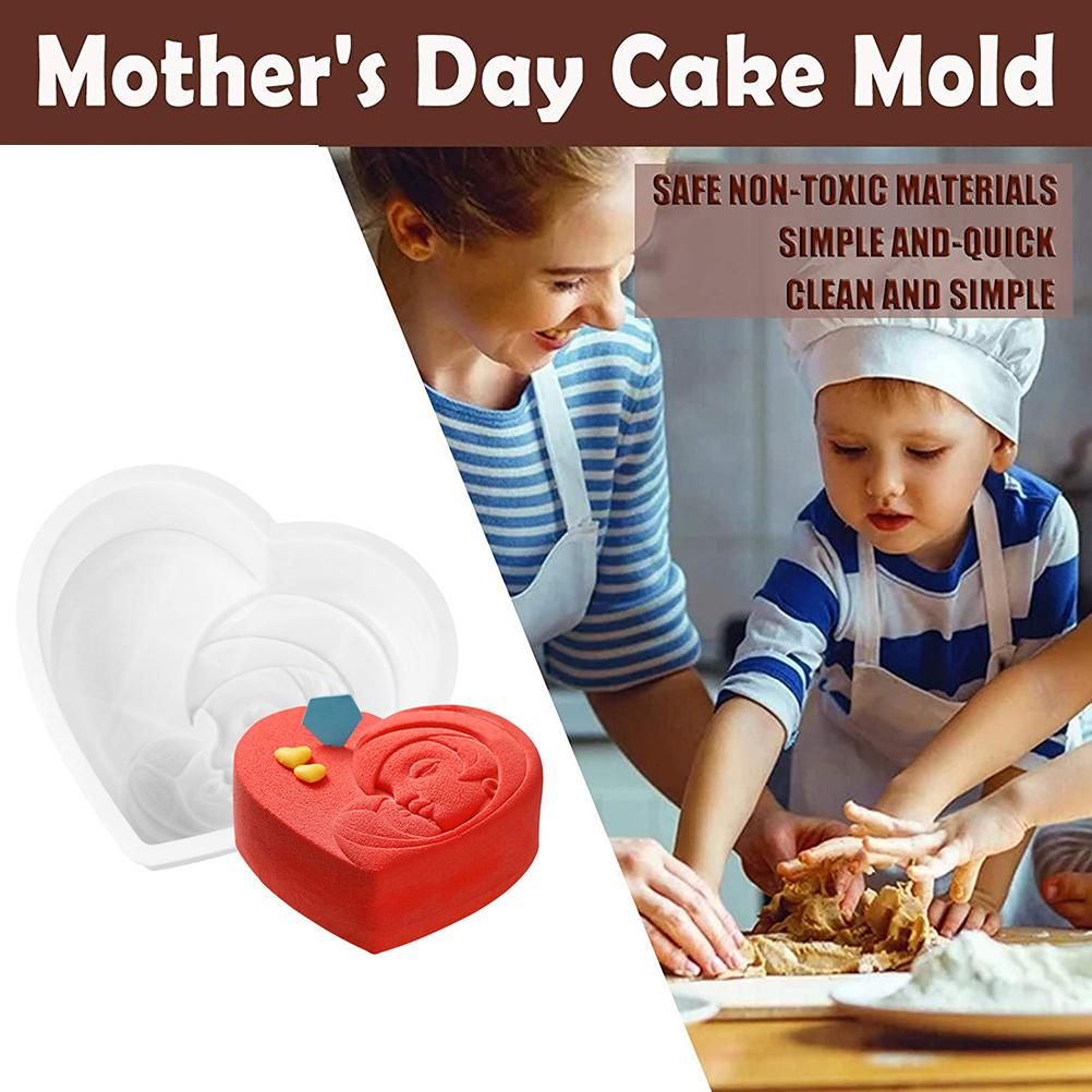 Mother's Day Silicone Cake Mold Heart Shaped Chocolate Ice Tray Mold Baking view 5