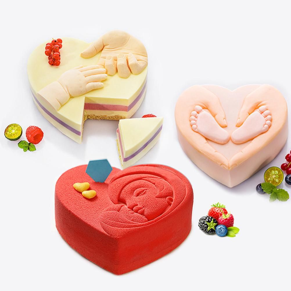 Mother's Day Silicone Cake Mold Heart Shaped Chocolate Ice Tray Mold Baking view 6