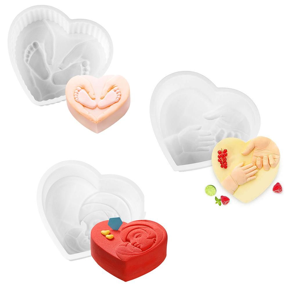 Mother's Day Silicone Cake Mold Heart Shaped Chocolate Ice Tray Mold Baking view 7