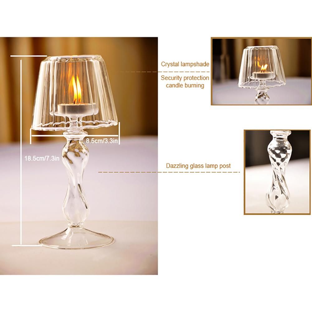 Crystal Glass Candle Holders Banquet Decorations Corrosion Resistance Durable view 3