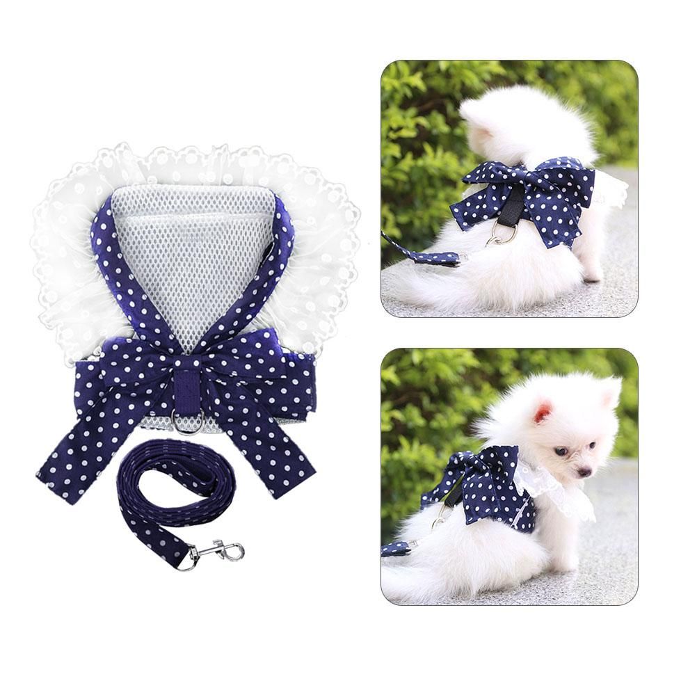 Dog Cat Bow Chest Harness Leash Comfortable Puppy Small Dogs Harnesses Vest view 2