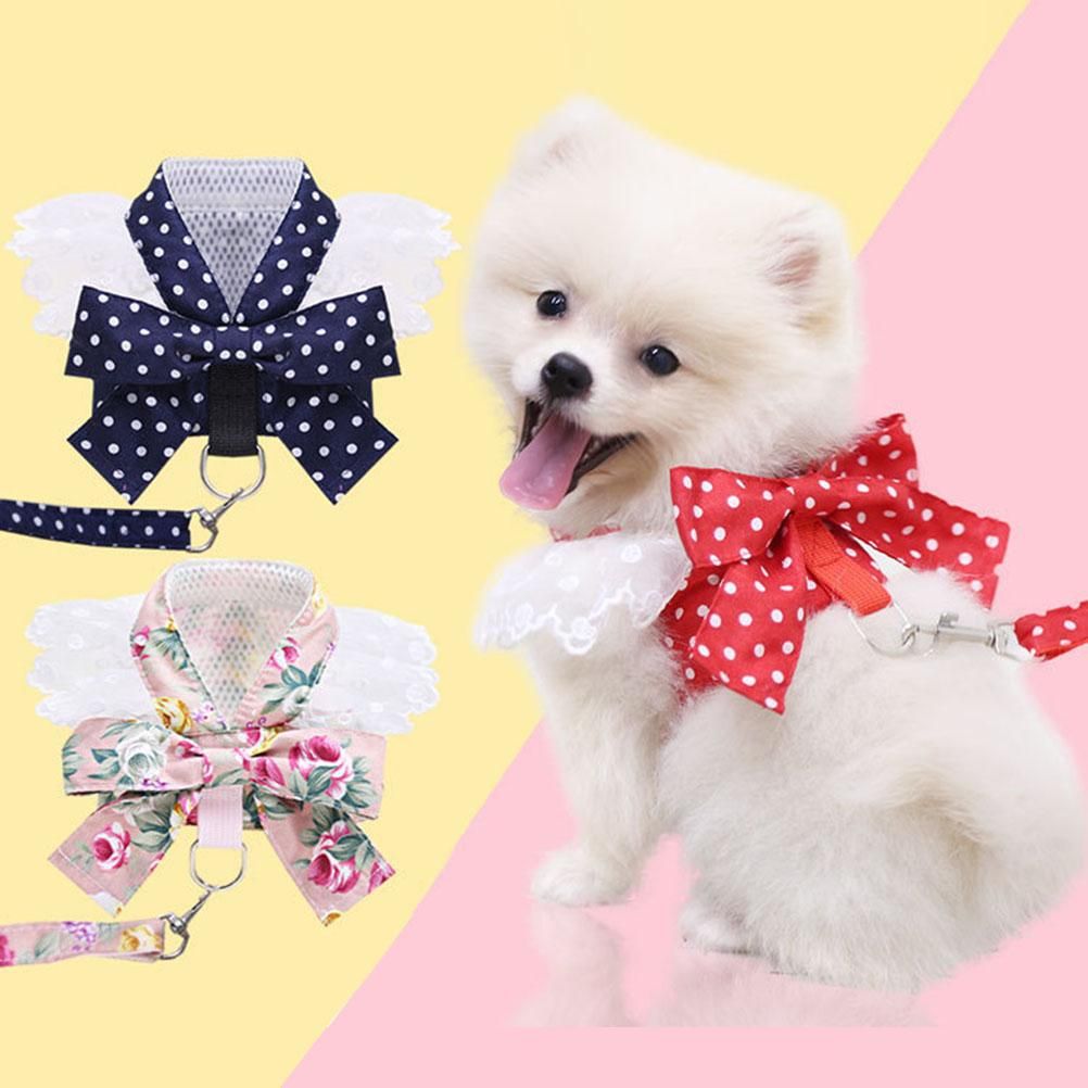 Dog Cat Bow Chest Harness Leash Comfortable Puppy Small Dogs Harnesses Vest view 5