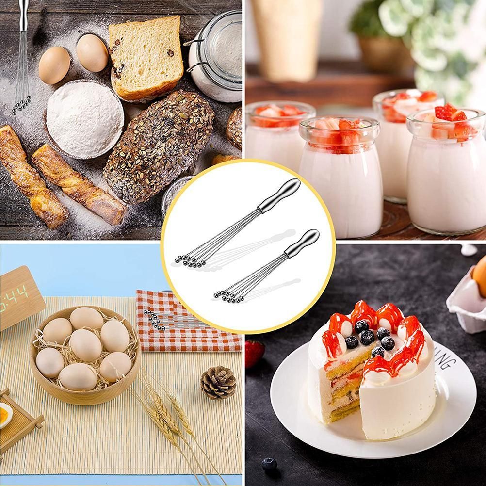 2 Pcs Mini Whisk Mixer Stainless Steel Balls 10 Inch and 12 Inch Whisk Manual view 5
