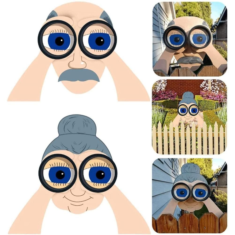 Funny Fence Decoration Nosy Old Man and Lady Yard Sign Decoration for Patio view 3