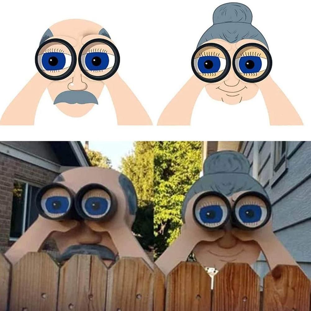 Funny Fence Decoration Nosy Old Man and Lady Yard Sign Decoration for Patio view 4