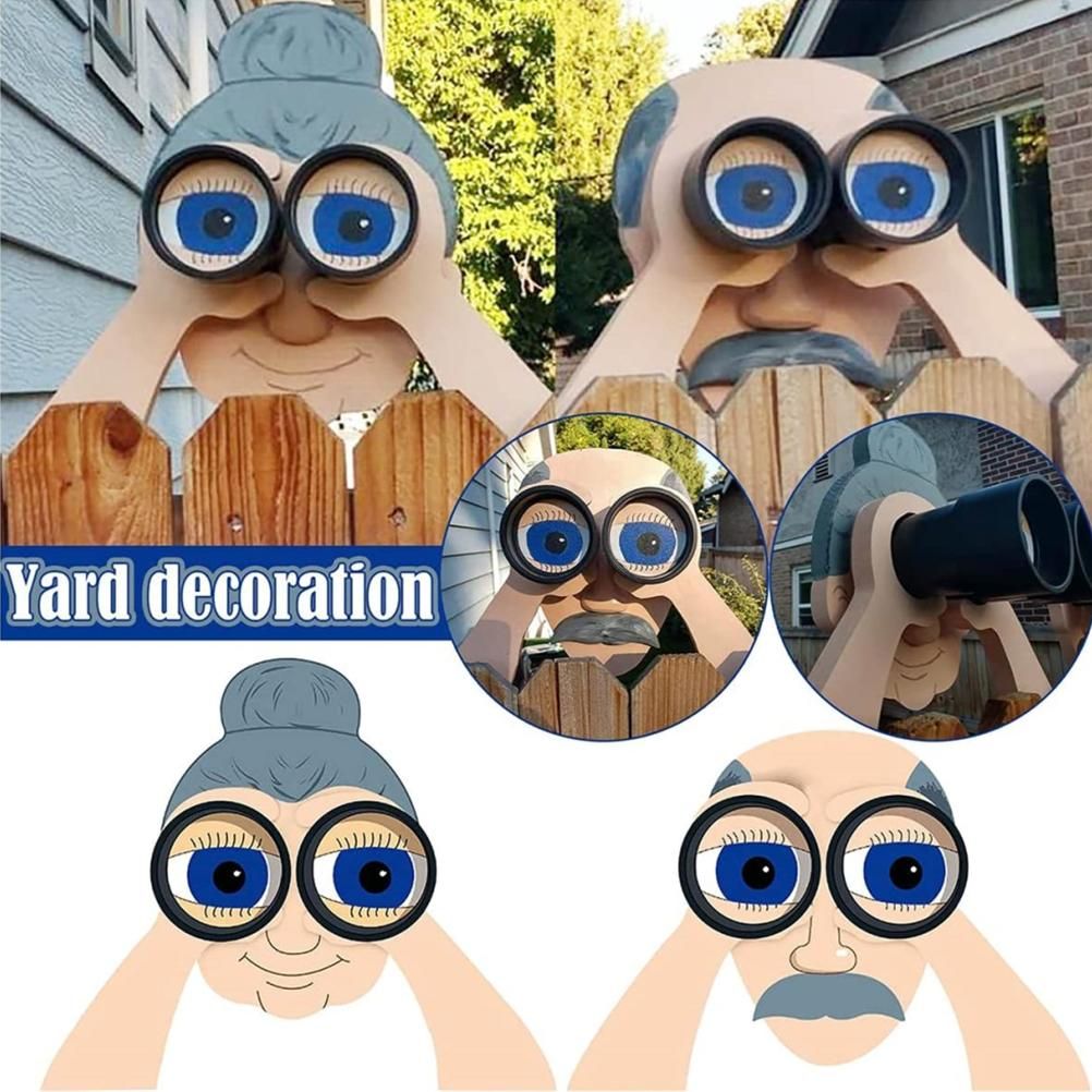 Funny Fence Decoration Nosy Old Man and Lady Yard Sign Decoration for Patio view 5