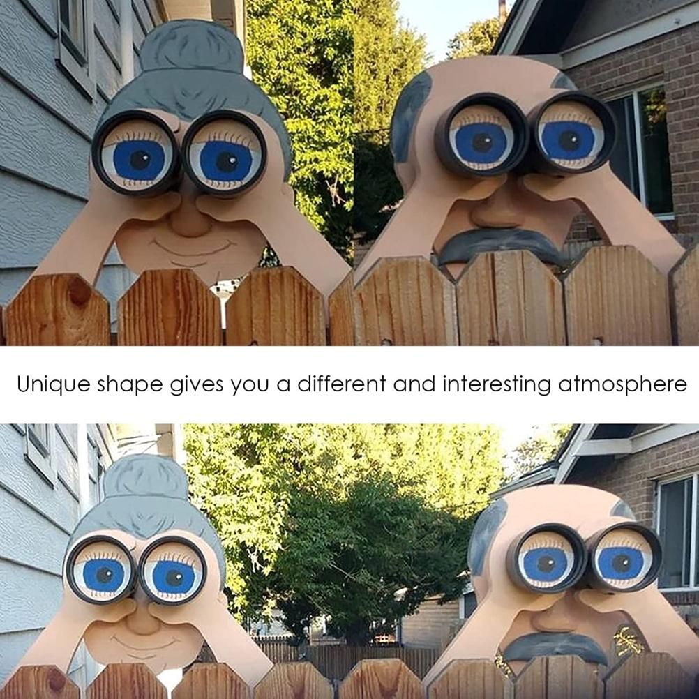 Funny Fence Decoration Nosy Old Man and Lady Yard Sign Decoration for Patio view 6