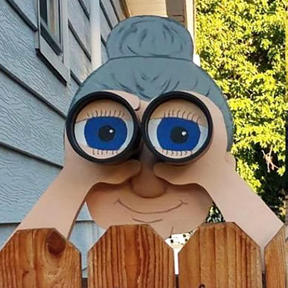 Funny Fence Decoration Nosy Old Man and Lady Yard Sign Decoration for Patio view 8