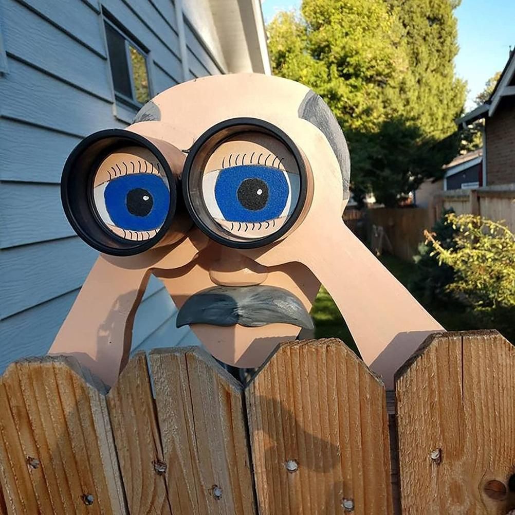 Funny Fence Decoration Nosy Old Man and Lady Yard Sign Decoration for Patio view 9