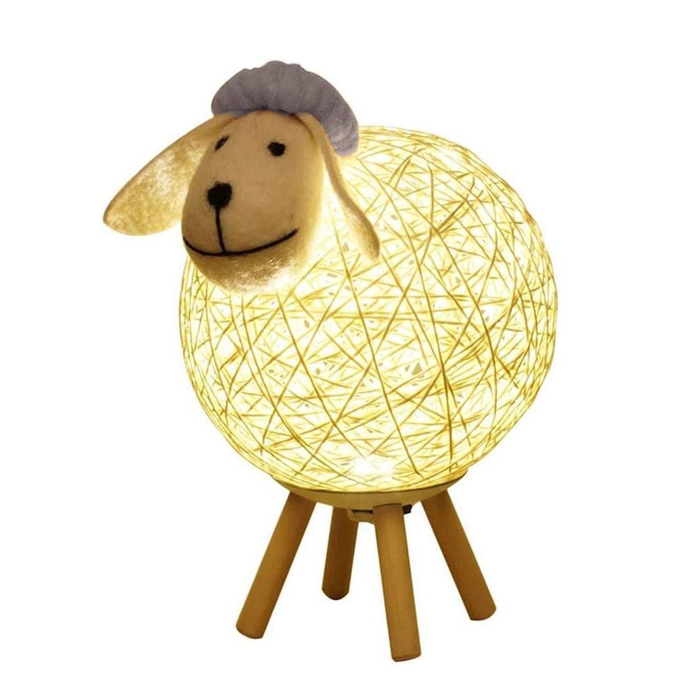 Cute LED Night Light Sheep Rattan Table Lamp USB Night Lamp for Home Kids Room view 2